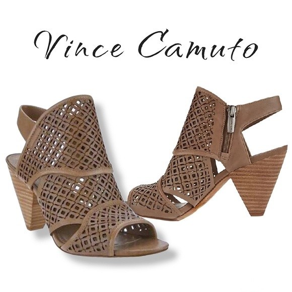 Vince Camuto Women's Brown Tan Ekanya Leather Ankle Strap Heels, 8½ - Picture 1 of 14